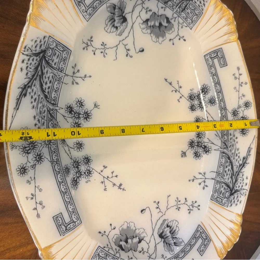 Antique CH & H Tunstall Windsor Blue Flow 17 1/2” Art Deco Serving Platter - Picture 12 of 12